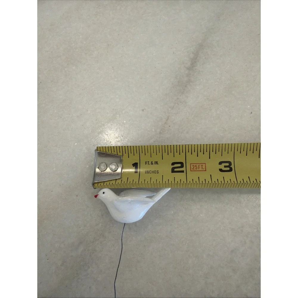 Vintage Mini PLASTIC WHITE DOVE With Floral Wire Attached